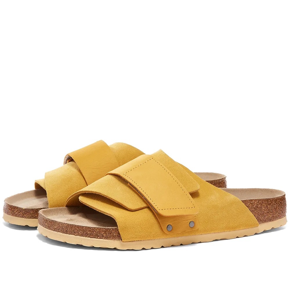 Birkenstock Yellow Suede Slide Sandals